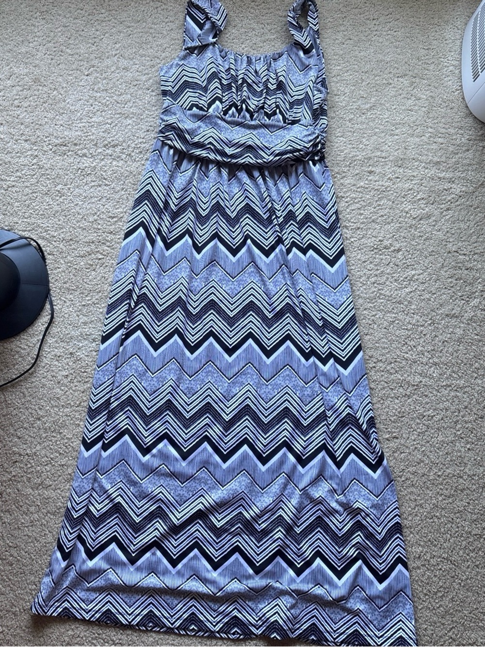 AB Studio Black and White Chevron Maxi Dress